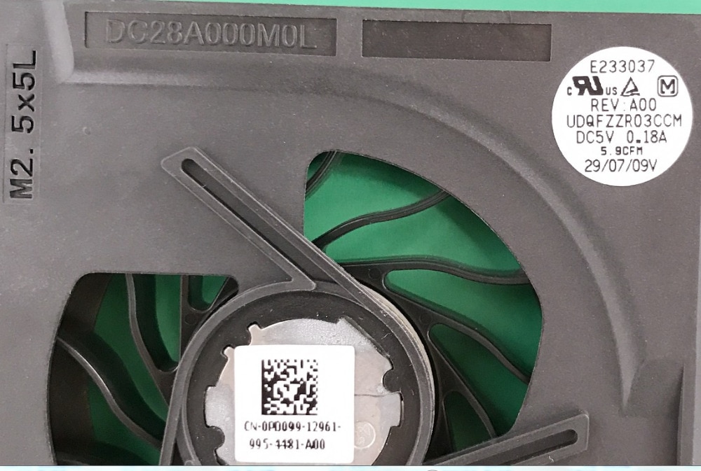 Cooling Fan Dell DC28A000M0L UDQFZZR03CCM DSF531205M30T F6H3 F6H3-CW 23.10269.001